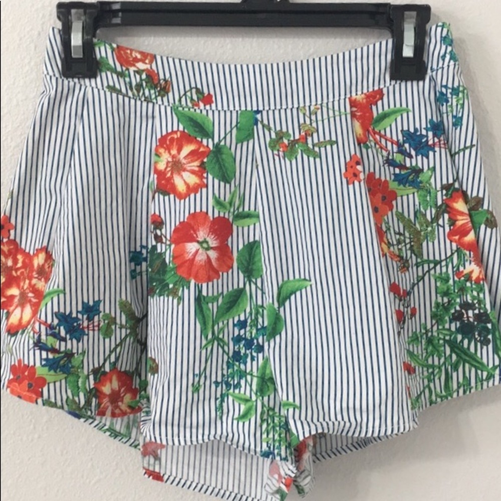 Floral and Stripped Short Shorts